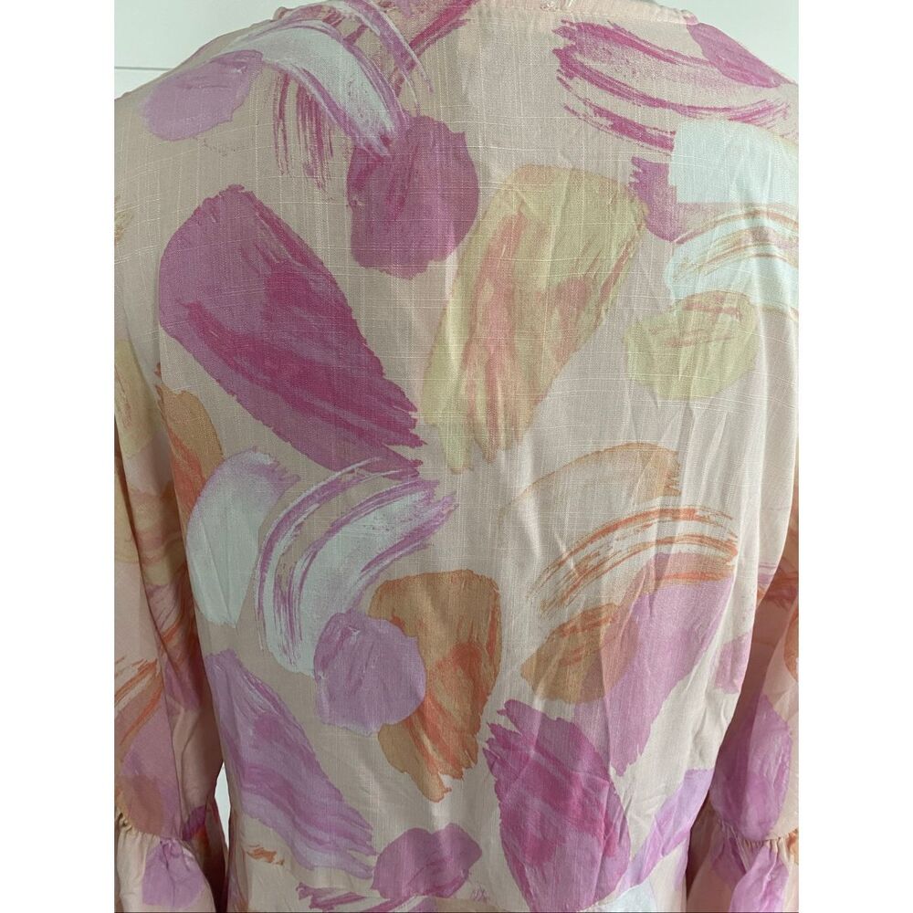 Label Of Love V-Neck Ruffle Bell Sleeve Mini Tunic Dress Short Boho Fairy Medium - Picture 8 of 13
